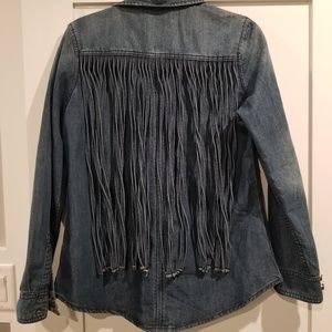 Blank NYC Womens Fringe Back Button Down Shirt M